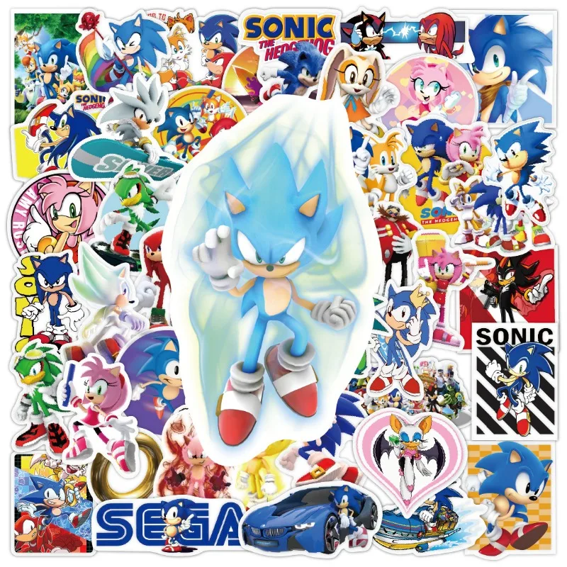 50pcs Graffiti Stickers Creative Cartoon Sonic The Hedgehog Refrigerator Sticker Diy Luggage Notebook Stickers Birthday Gifts