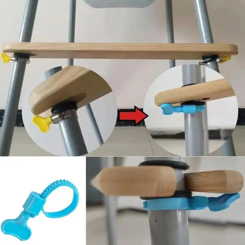 Y88D كرسي مرتفع للأطفال مسند للقدمين مضاد للانزلاق كرسي خشبي مرتفع مسند للقدمين قابل للتعديل للكراسي العالية مع حلقات مطاطية #3