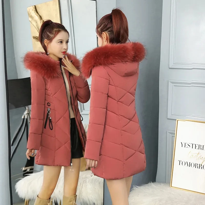 

Women's Winter Jacket New Female Hooded Down Parkas Thick Warm Cotton Padded Basic Tops Long Lady Wadded Jacket