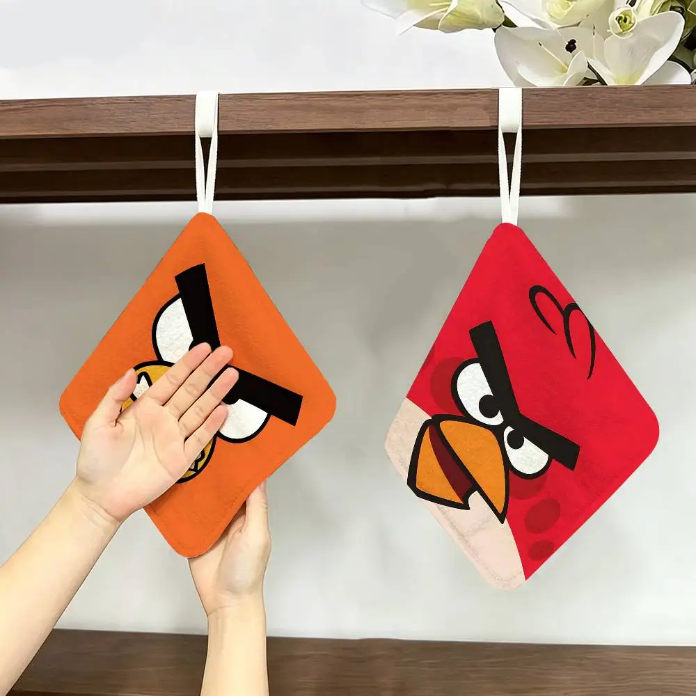 Cartoon Animation-Angry Birds Hanging Style Hand Wiping Towel, Polyester Cotton, Anti-fade for Indoor Kitchen Living Room