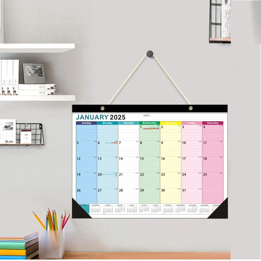 جديد 2025 تقويم الحائط 18 شهريًا رشاقته ورقة جدار مخطط زهرة نمط 25 يناير إلى 26 يونيو تقاويم معلقة للمكتب المنزلي