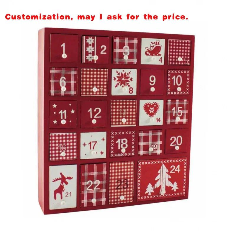 custom.Wooden Advent Calendar Decoration 24 Countdown Drawers Calendar Box Set