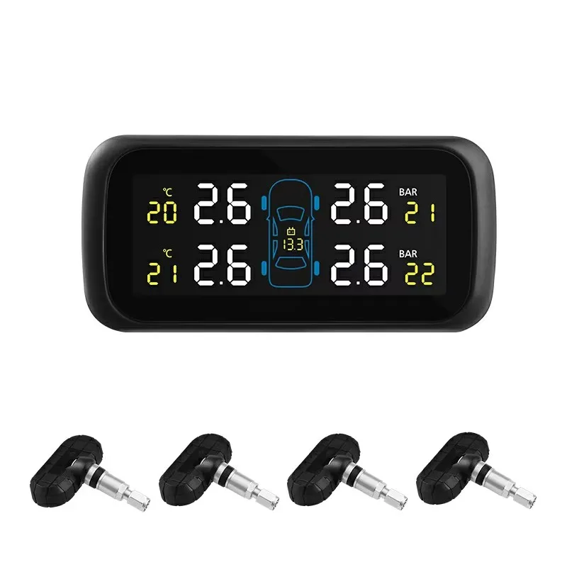 Tpms for Car Tire Pressure Monitor System With Car Cigarette Lighter with 4 Sensors