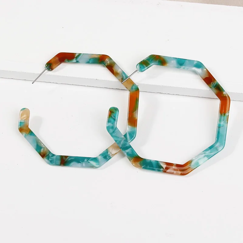 Punk Girl Earrings Fashion New Polygonal Tortoiseshell Acrylic Large Size Earrings Acetate Plate Personalized Leopard Earrings