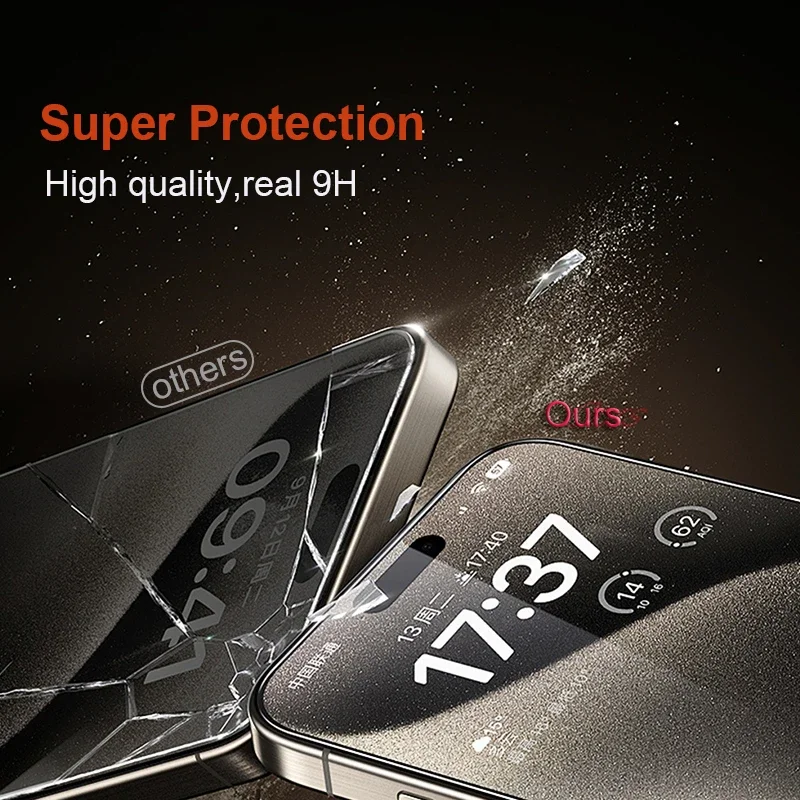 2 قطعة حامي الشاشة آيفون 17 برو ماكس الهواء سهلة التركيب الزجاج المقسى المضادة للخدش طبقة رقيقة واقية آيفون 17Pro