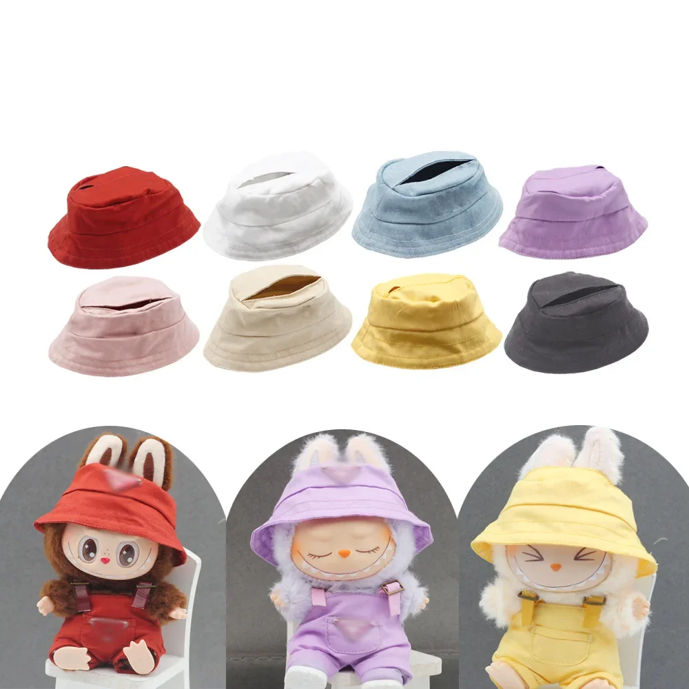 Mini Plush Doll'S Clothes Outfit Accessories For Korea Kpop Exo Labubu Idol V1 V2 Solid color bucket hat Clothing Gift