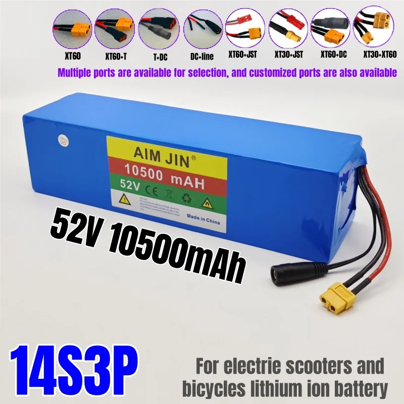 AIMJIN 14S3P 52V 10.5AH 18650 Li-ion battery 1500W with BMS for bicycle electric scooter sightseeing buses Backup battery