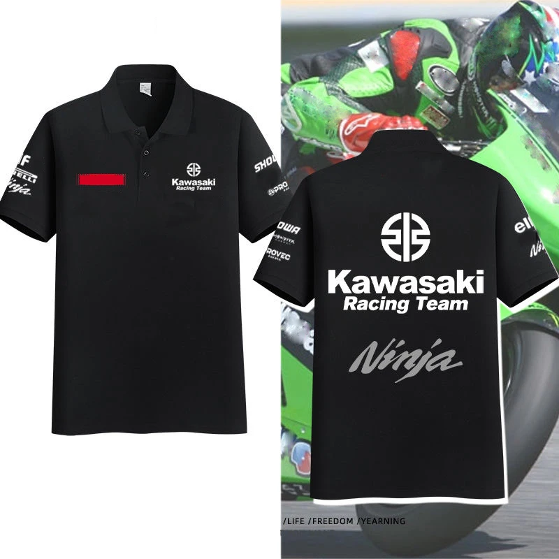 New all-match Kawasakis motorcycle short-sleeved polo shirt for men and women racing fans t-shirt cycling half-sleeved clothes