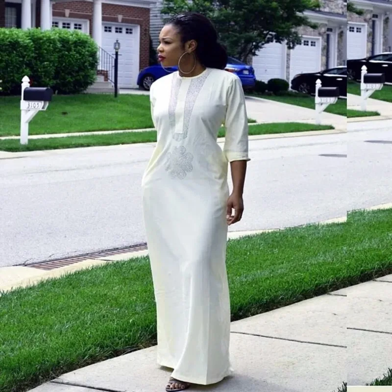 

Plus Size African Clothes For Women New African Dashiki Ankara Embroidery Bazin Riche Design Wedding Party Dresses