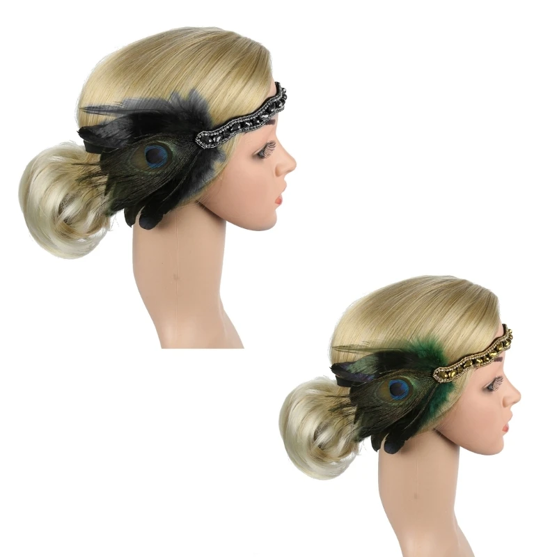 

Ethnic 1920s Headband with Feather Eye Catching Headbands for Women Headband for Cosplay Performances