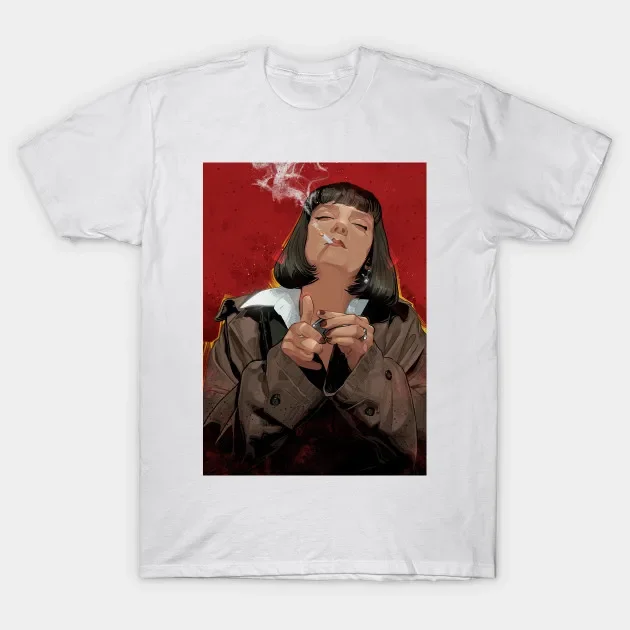 90s Vintage Women Men Breathable Comfortable  Tee Shirts Funny Pulp Fiction TShirt Mia Wallace Quentin Tarantino Graphic Tshirts