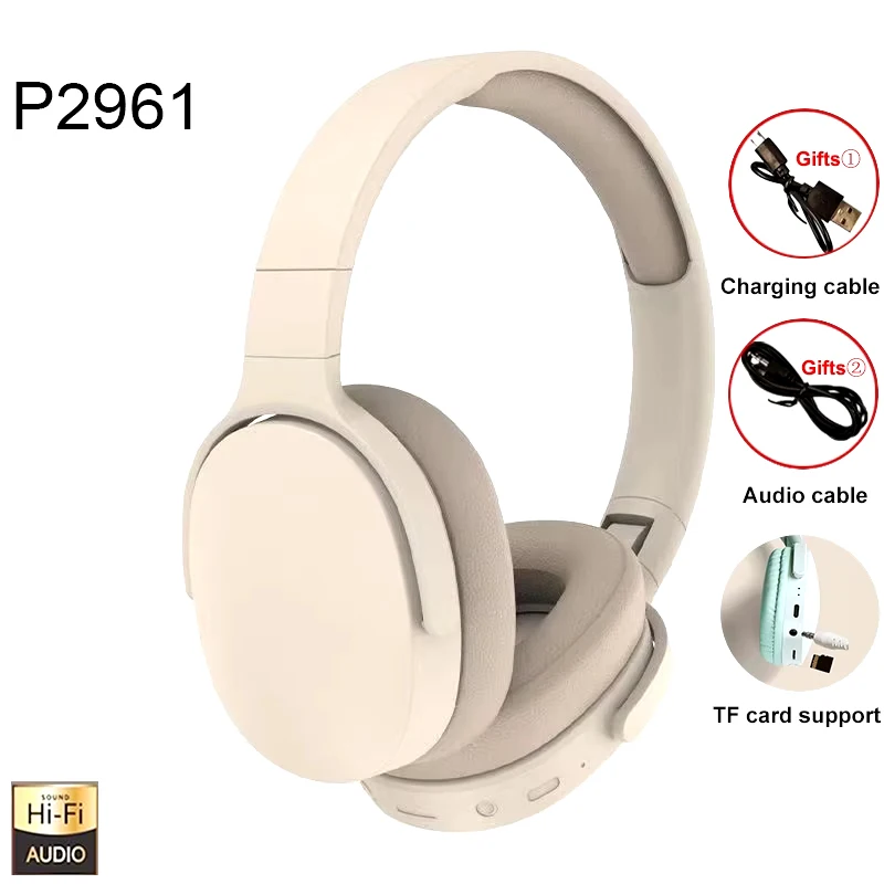 Wireless Bluetooth 5.3 Headphones Over Ear HIFI Stereo Headsets True Sports With Earphones TF/AUX Music Player With Mic