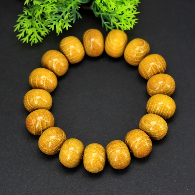 Golden Sandalwood Abacus Bead Single Strand 15mm18mm Unisex Simple Handheld Bracelet