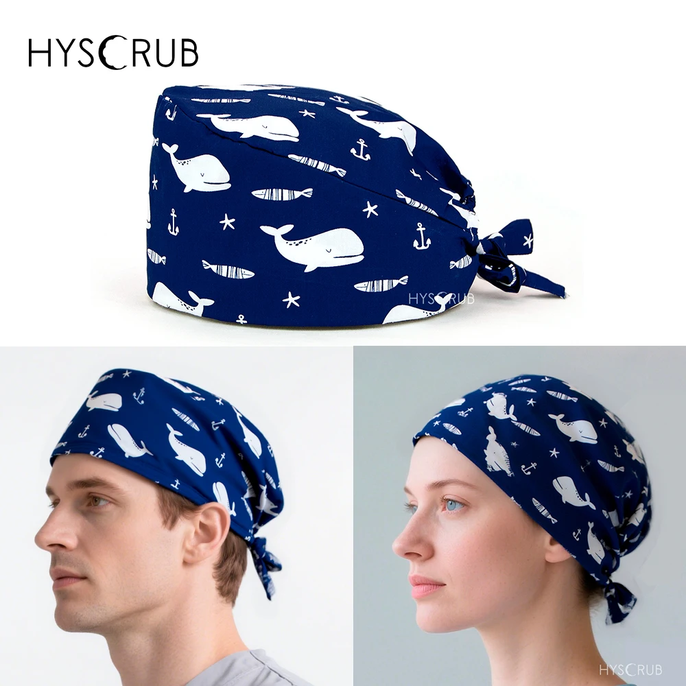 

Cartoon fish printed surgical cap doctor nurse head cap scrub hat