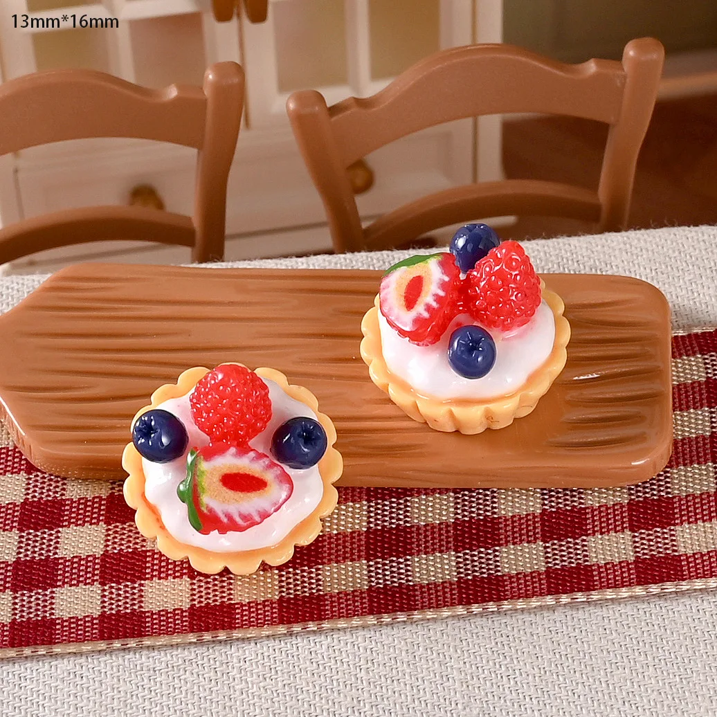 5pcs Dollhouse Cake Dessert Fruit Cake Egg Tart Mini Model Resin Kitchen Scene Decor Play Kitchen Toys Miniature DIY Accessories