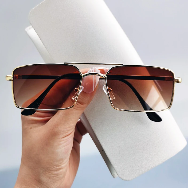 Clearance Metal Vintage Sunglasses Women  Men Luxury Brand Double Bridge Glasses Women Designer Eyewear Men Oculos De Sol