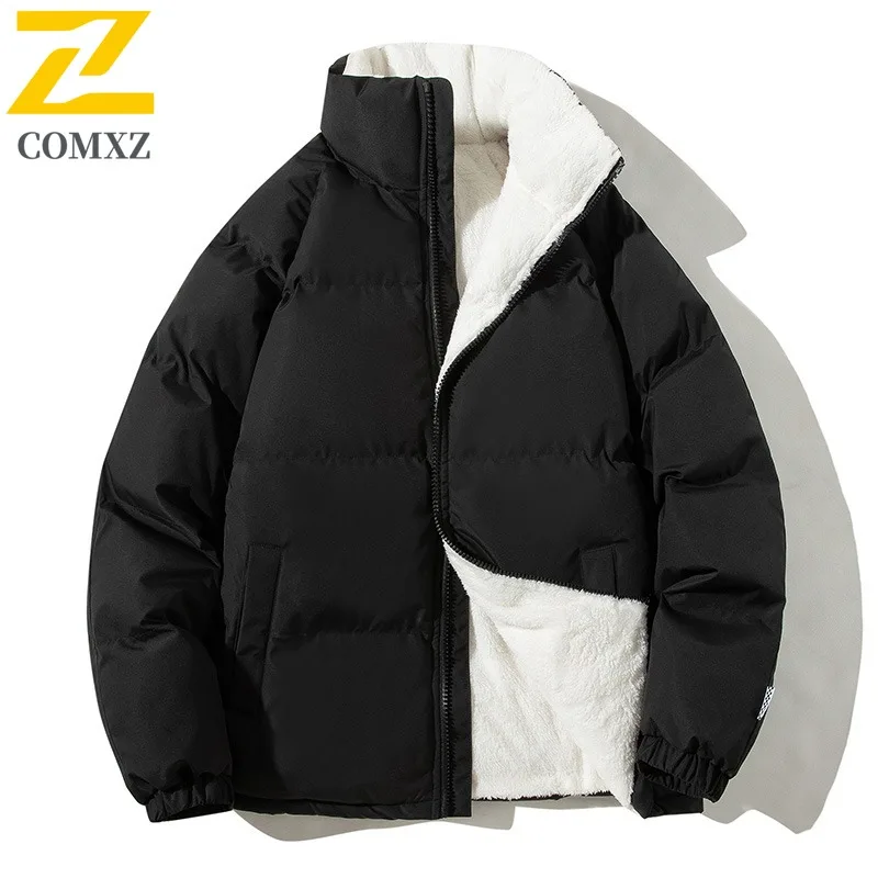 COMXZ Men's Winter Jacket Korean Solid Color Ski Warm Street Look Cotton Padded Jacket Daily Outing Thick Design Padding Coat