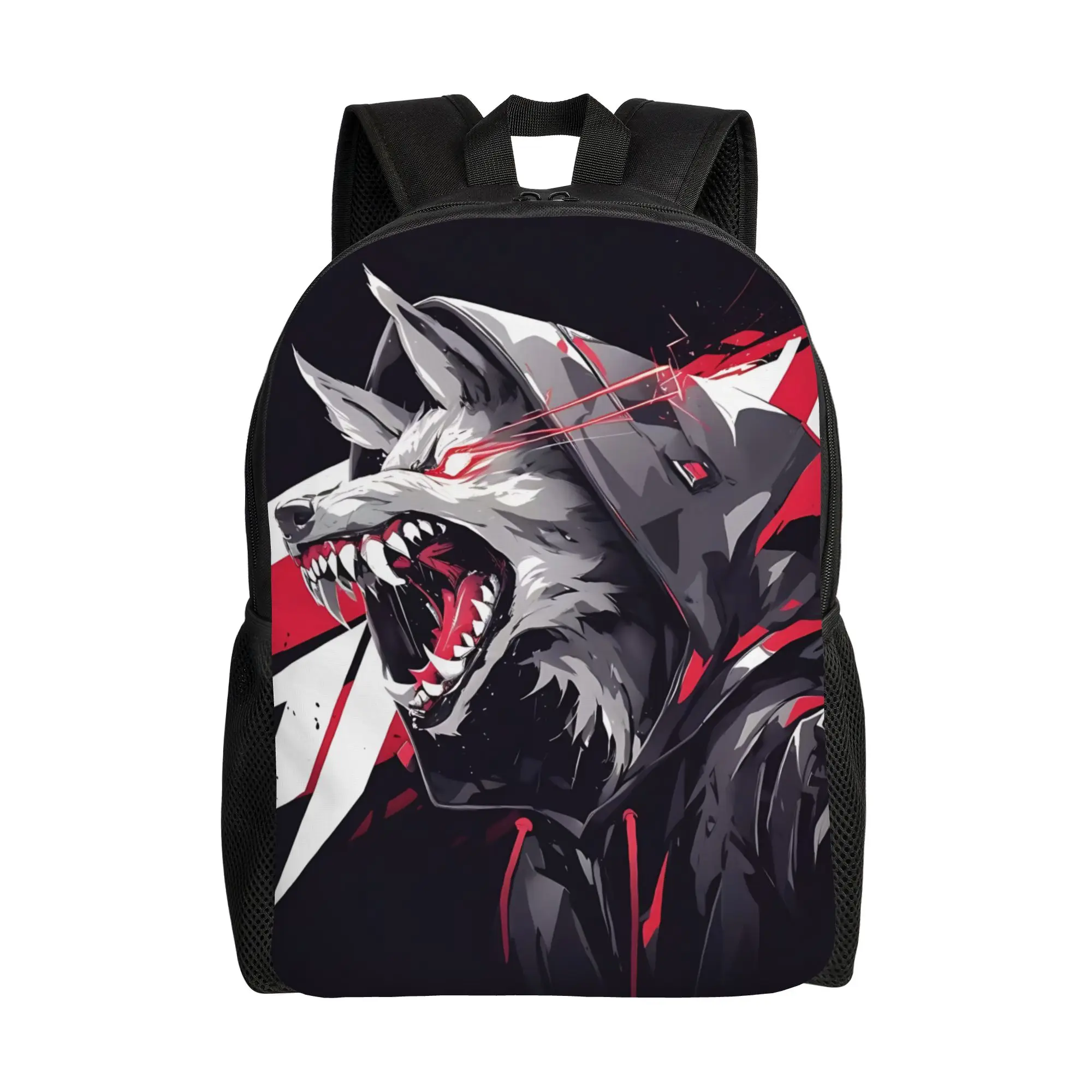 Fashion Cool Wolf Pattern Wolf spirit backpack  mochila Snack Storage Outdoor Zipper Closure Rucksack