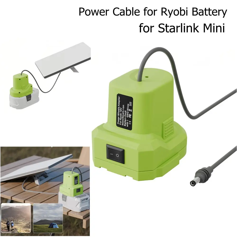 

Для Starlink Mini Кабель питания для литиевой батареи Ryobi 18 В, часть электроинструмента, кабель 1 м, адаптер зарядного устройства для кабеля питания постоянного тока, штекер шнура