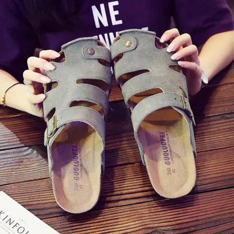 2024 New Men's Slippers Hollow-out Closed Toe Sandals Summer Outdoor Beach Fashion Personality Outdoor Plus Size Cork Shoes