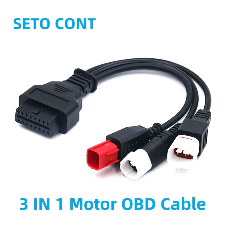 OBD Cable Adapter 3 IN 1 Motorcycle for Yamaha 3 Pin+4 Pin and 6 Pin for Honda to 16 Pin OBD2 Female Motor Extension Cable