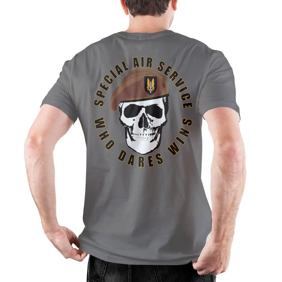 Men T-Shirt SAS Skull Special Air Service Cotton Tee Shirt British Army Special Forces Sniper T Shirt Crew Neck Clothes Graphic