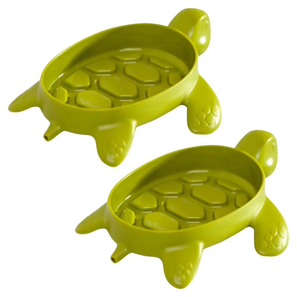 

2pcs Soap Holder Turtle Shaped Draining Design Bathroom Kitchen Hotel Bar Soap Dish Storage Tray Non Metal Portable