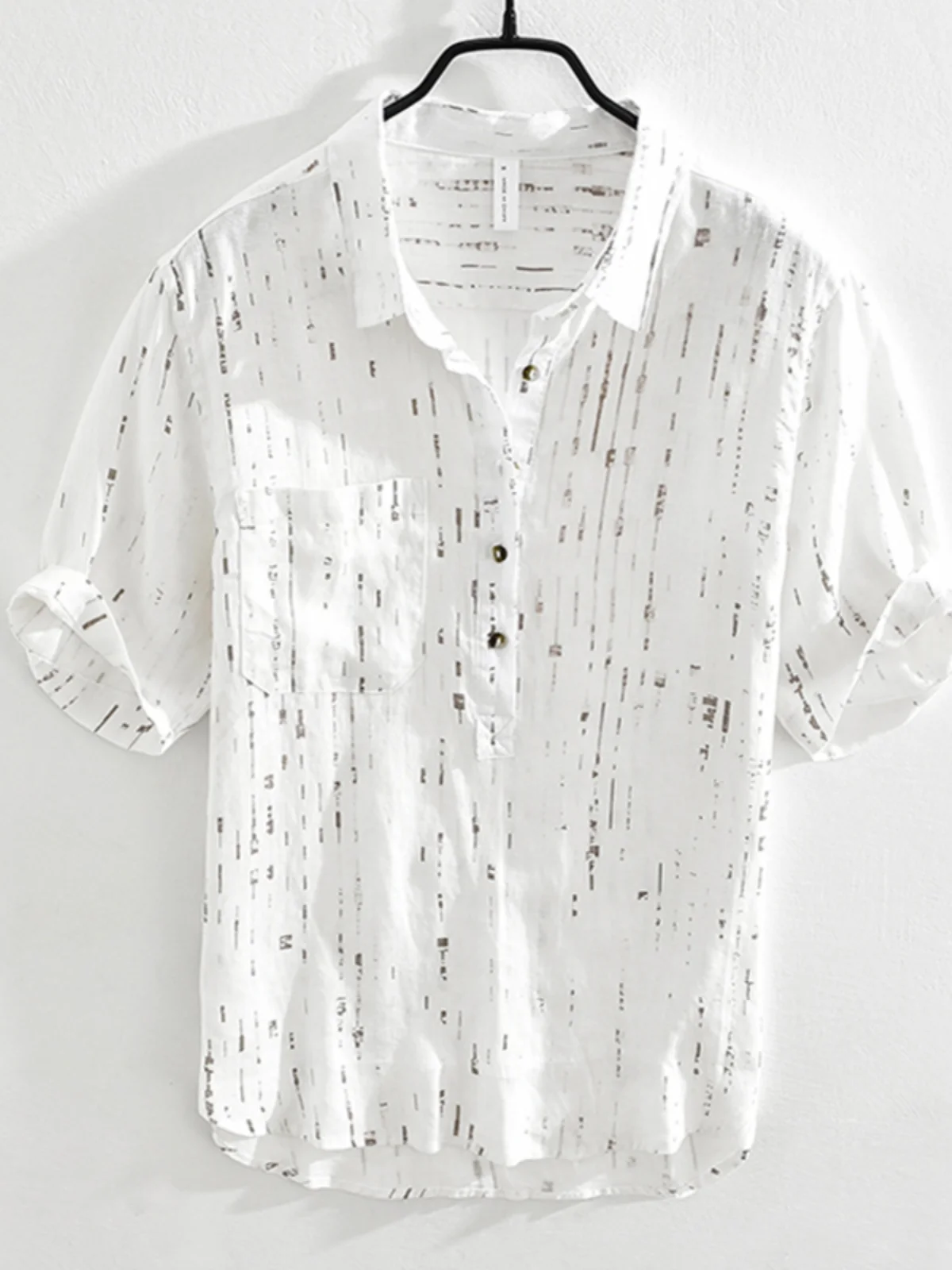 

Summer Men's ort Sve T-irt Linen Material irt with Collar f Sve Cotton Linen Faion Urban Sle Youth Wear