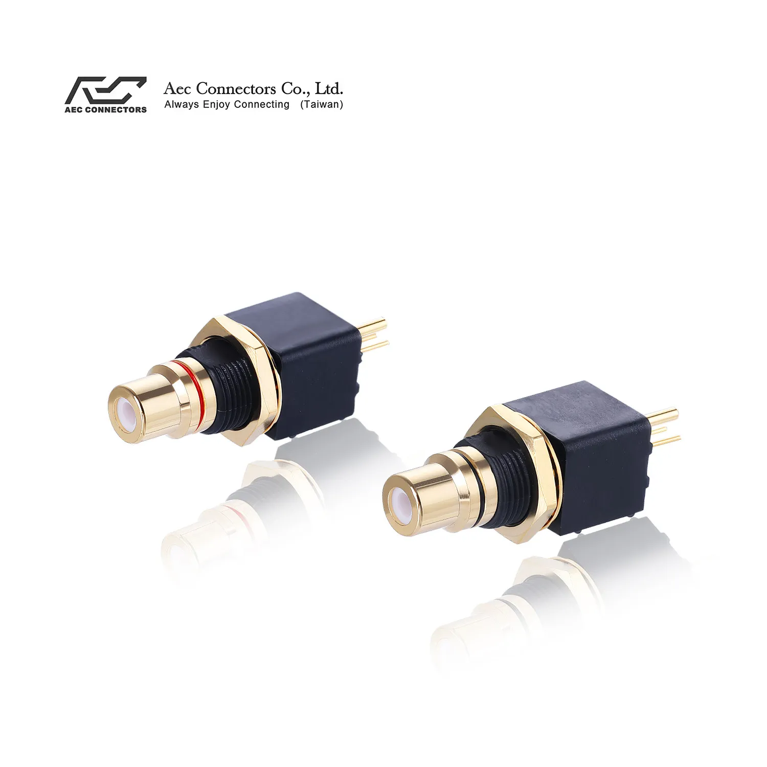 Taiwan AEC Connectors Yatai RJ-255BKPLG-180 Pure Copper Gold-plated Signal RCA Jack