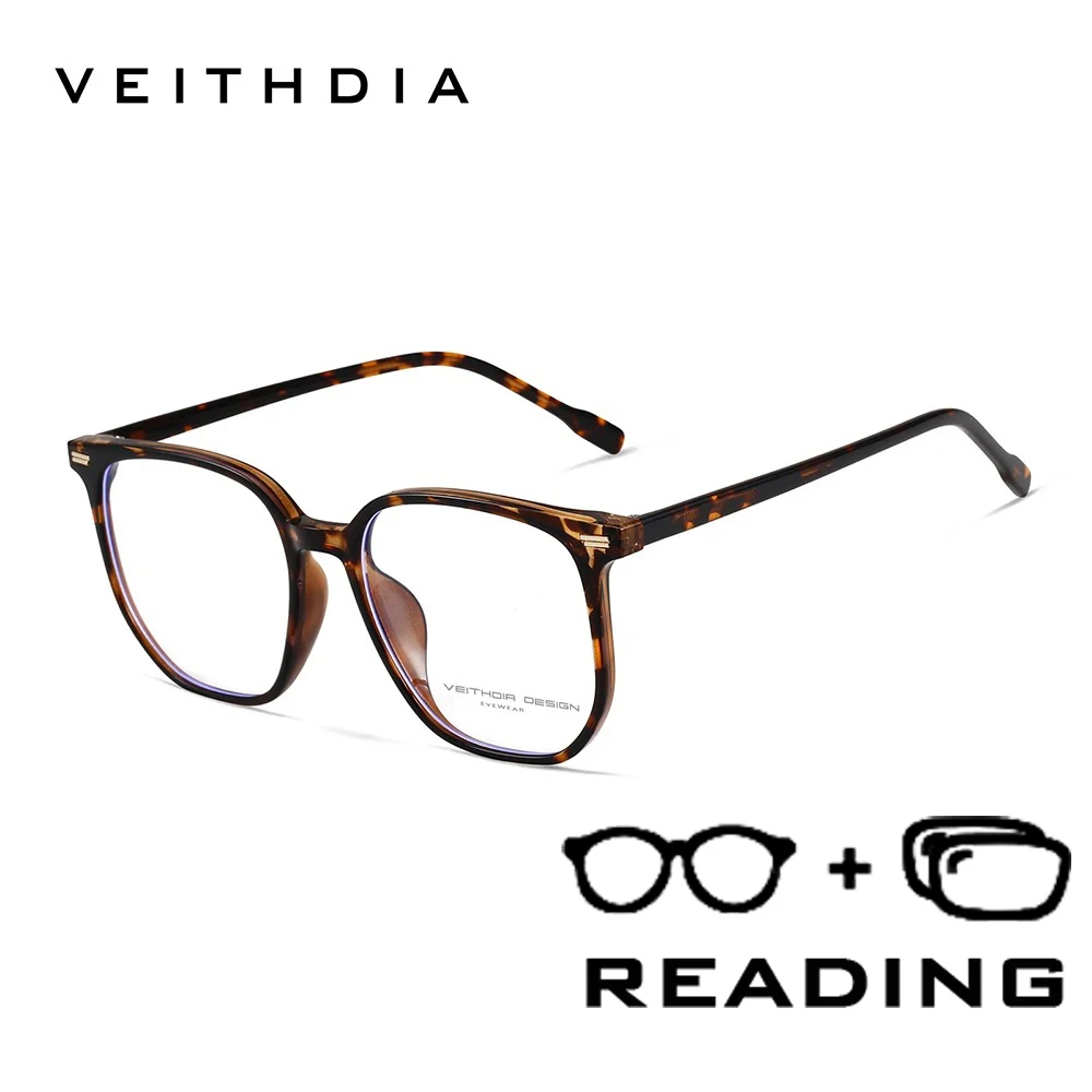 

VEITHDIA модные очки для чтения с защитой от синего луча, пластиковая титановая оправа, оптические линзы из поликарбоната + 1,00 +1,50 +2,00 +2,50 R07130