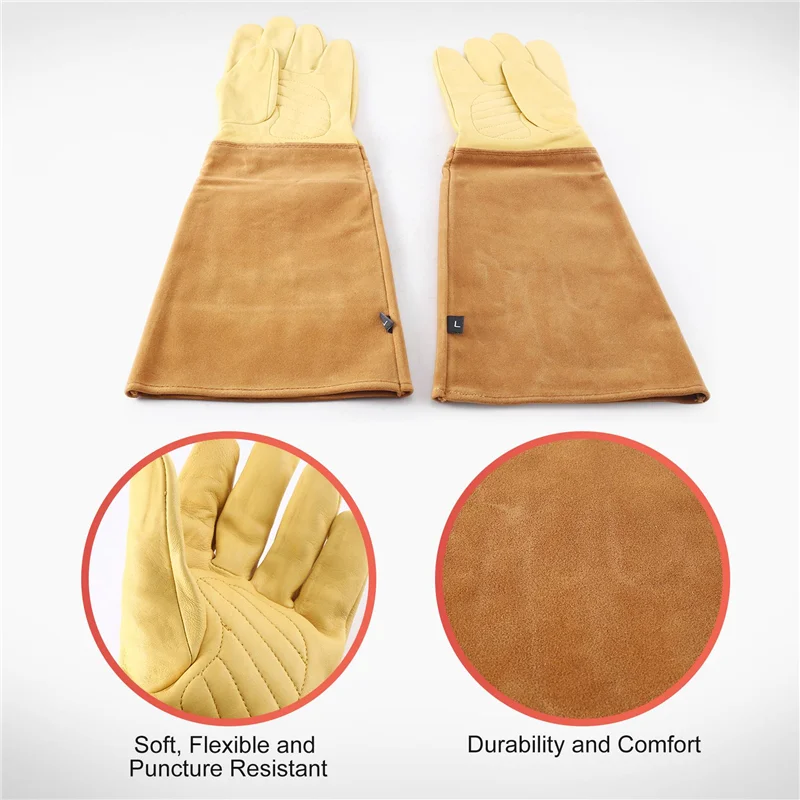 

【Hot-Selling!】Gardening Gloves For Women And Men Thron Proof Rose Pruning Cow Leather Gloves With Long Forearm Protection Gauntl