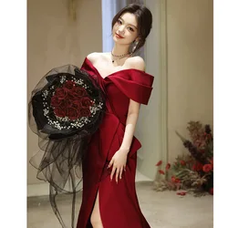 Bride Off Shoulder Wedding Dresses Formal Long Mermaid High Split Party Gowns Toast Clothing Vestidos