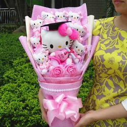 Sanrio Hello Kitty Plush Stuffed Bouquet With Graduation Hats Handmade  Doll Cute Soap Flower Rose Flower Bouquet Birthday