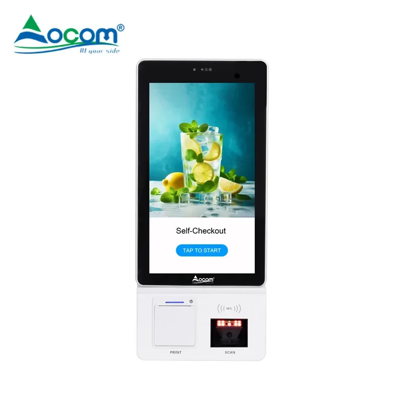 OCOM POS-K004 Sistema pos de 21,5 polegadas Android Windows Quiosque com tela sensível ao toque Quiosque de estacionamento externo