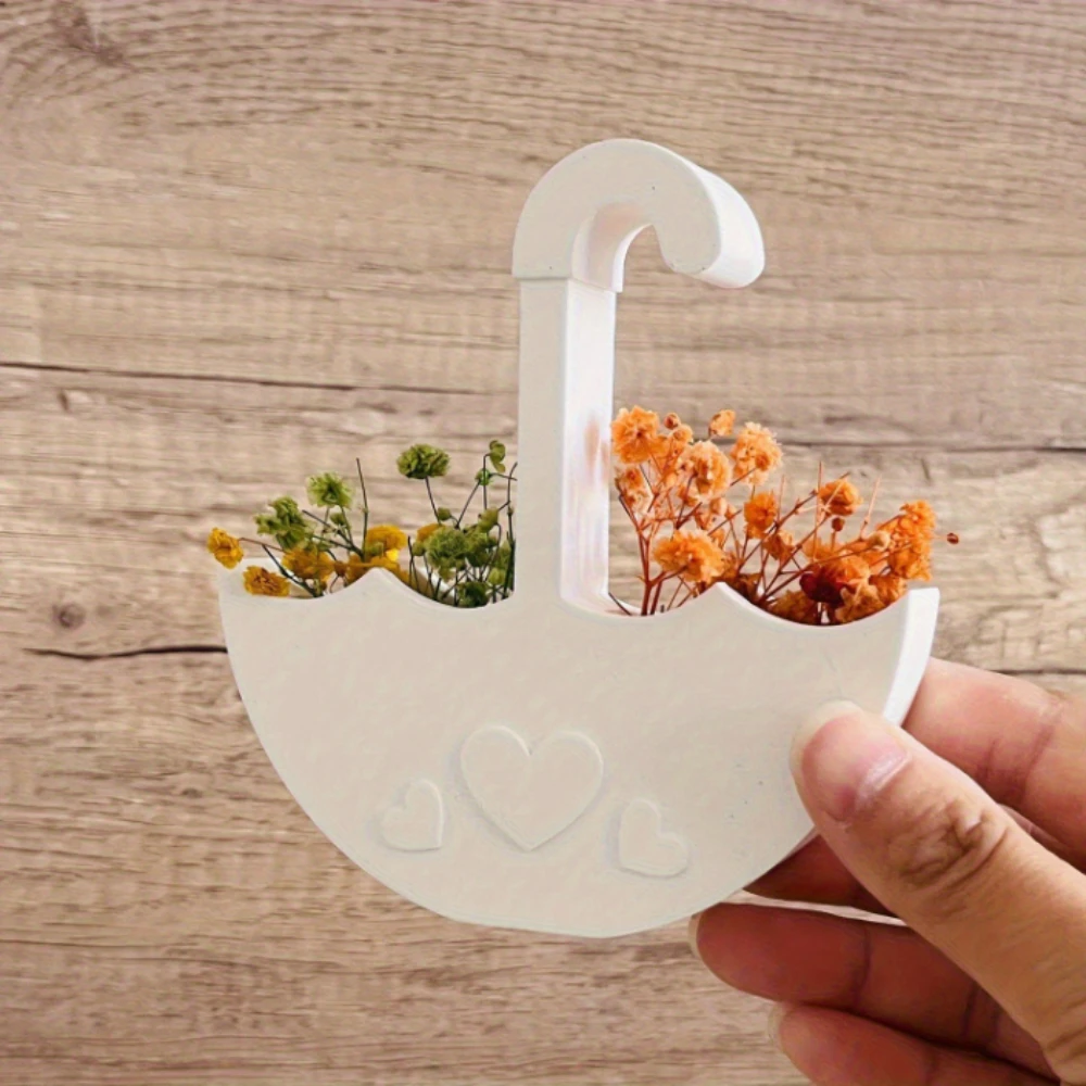 قالب مظلة من السيليكون مع فتحة على شكل قلب - مزهرية وحامل شموع ثنائي الغرض، مناسب لتزيين المنزل بنفسك، مواد حرفية