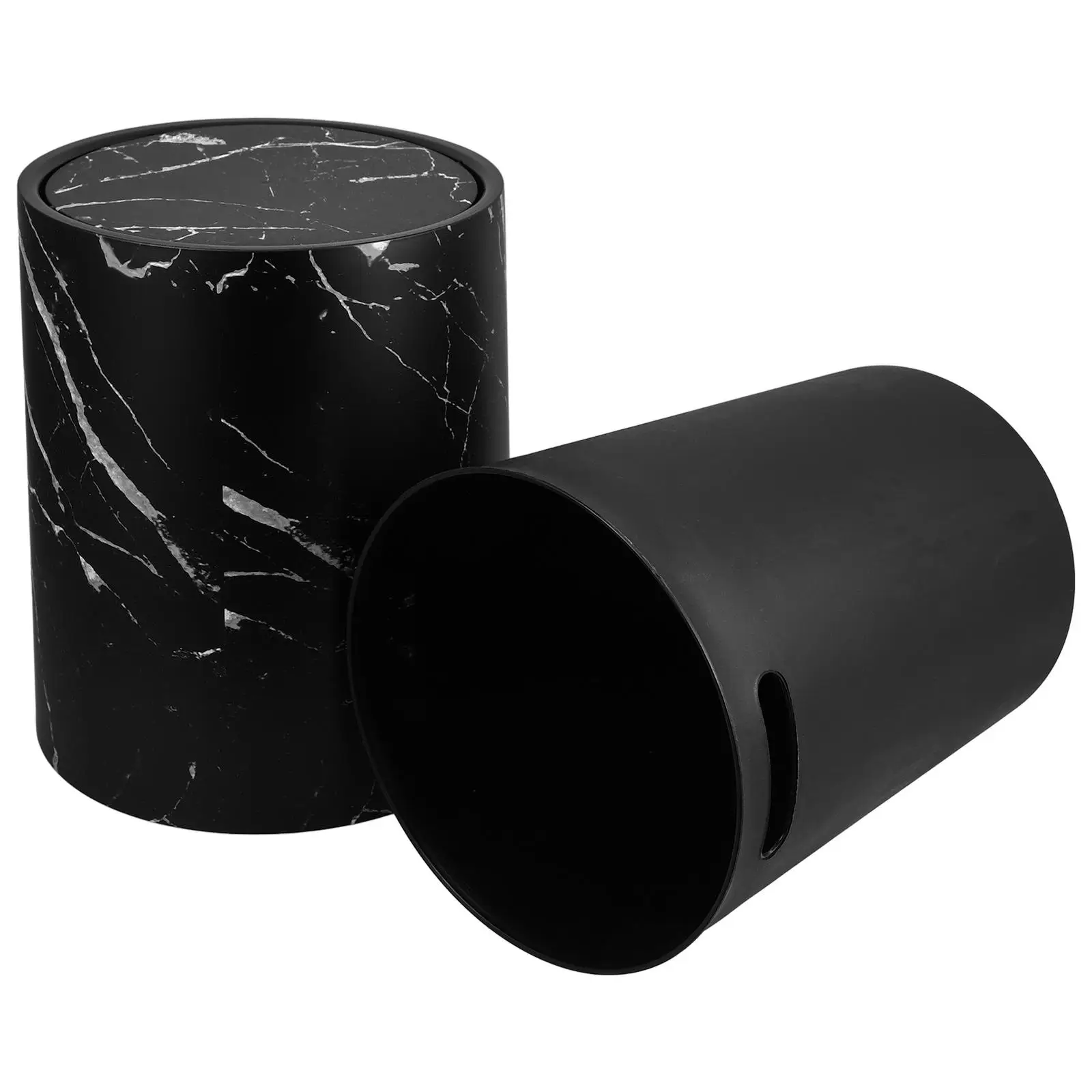 

Marble Pattern Trash Can Bathroom Kitchen Waste Bins Swing Lid Garbage Bucket Home Accessory Plastic Thickened