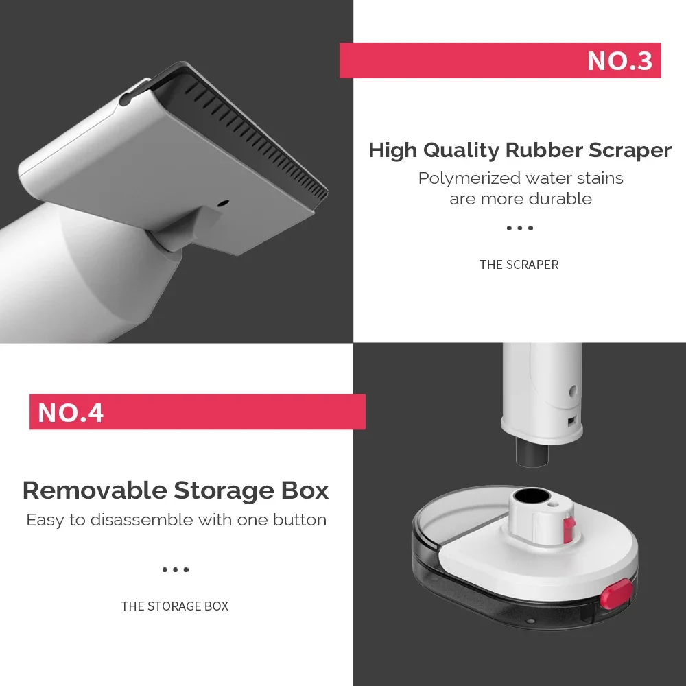 Electric Cordless Rechargeable Cleaning Equipment Window Vacuum Cleaner With Washer