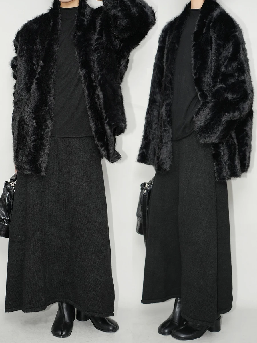 

Ele k Sle Artistic Sensation Eco-Friendly Fur Vintage Aesthetic Outerwear for Women Thiened Long Sve Color