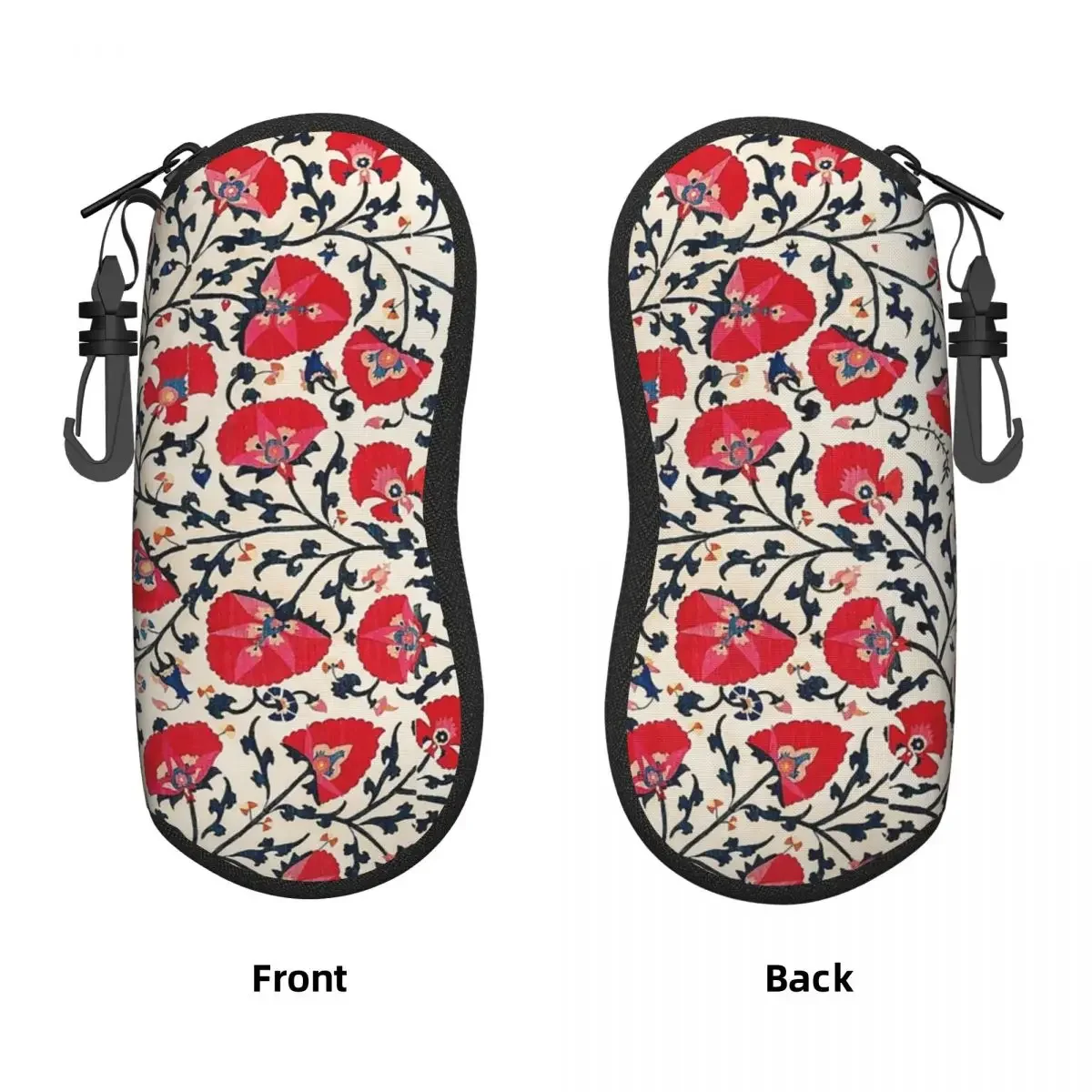 Custom Shakhrisyabz Suzani Uzbekistan Floral Embroidery Print Eyeglass Glasses Case Soft Protector Portable Sunglasses Box Pouch