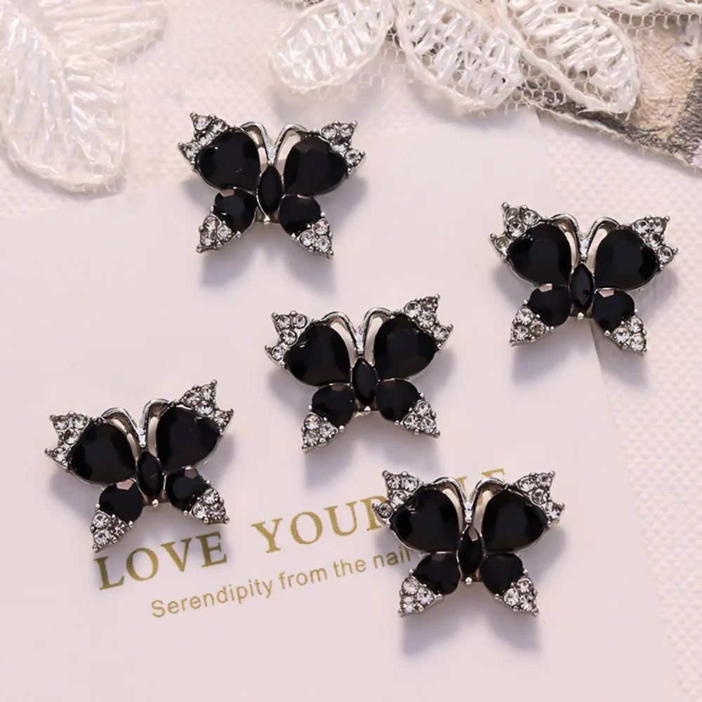 5pcs Alloy Alloy Butterfly Nail Art Kawaii Flash Ins 3D Nail Rhinestones Glitter Butterfly Love Heart Nail Rhinestones Women