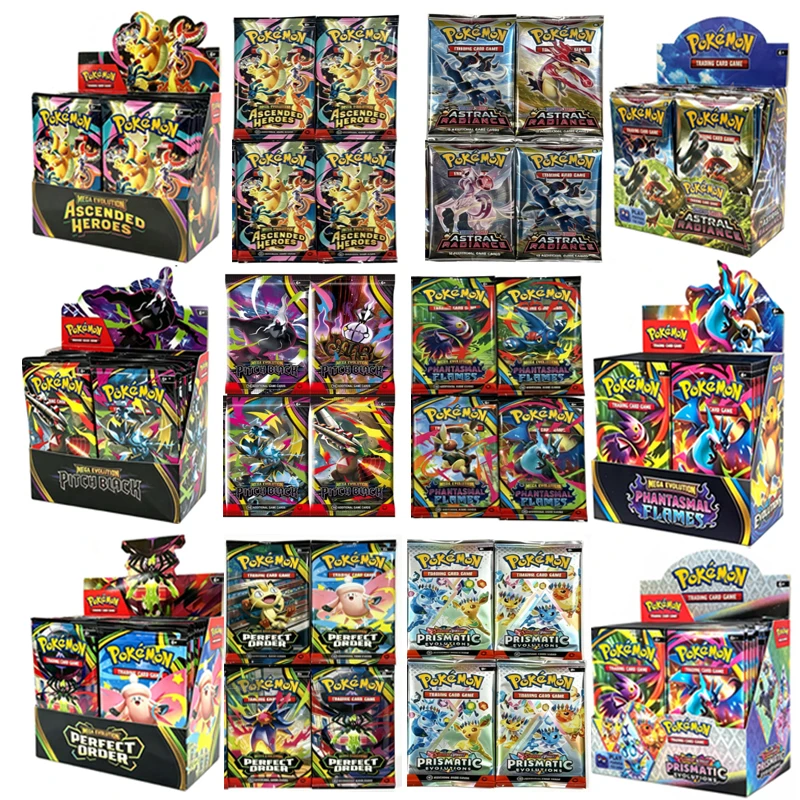 360Pcs English Spanish Pokémon card stined Rivals Prismatic Evolutions Card Stellar Crown 151 Ultra Prism Mega Evolution Booster