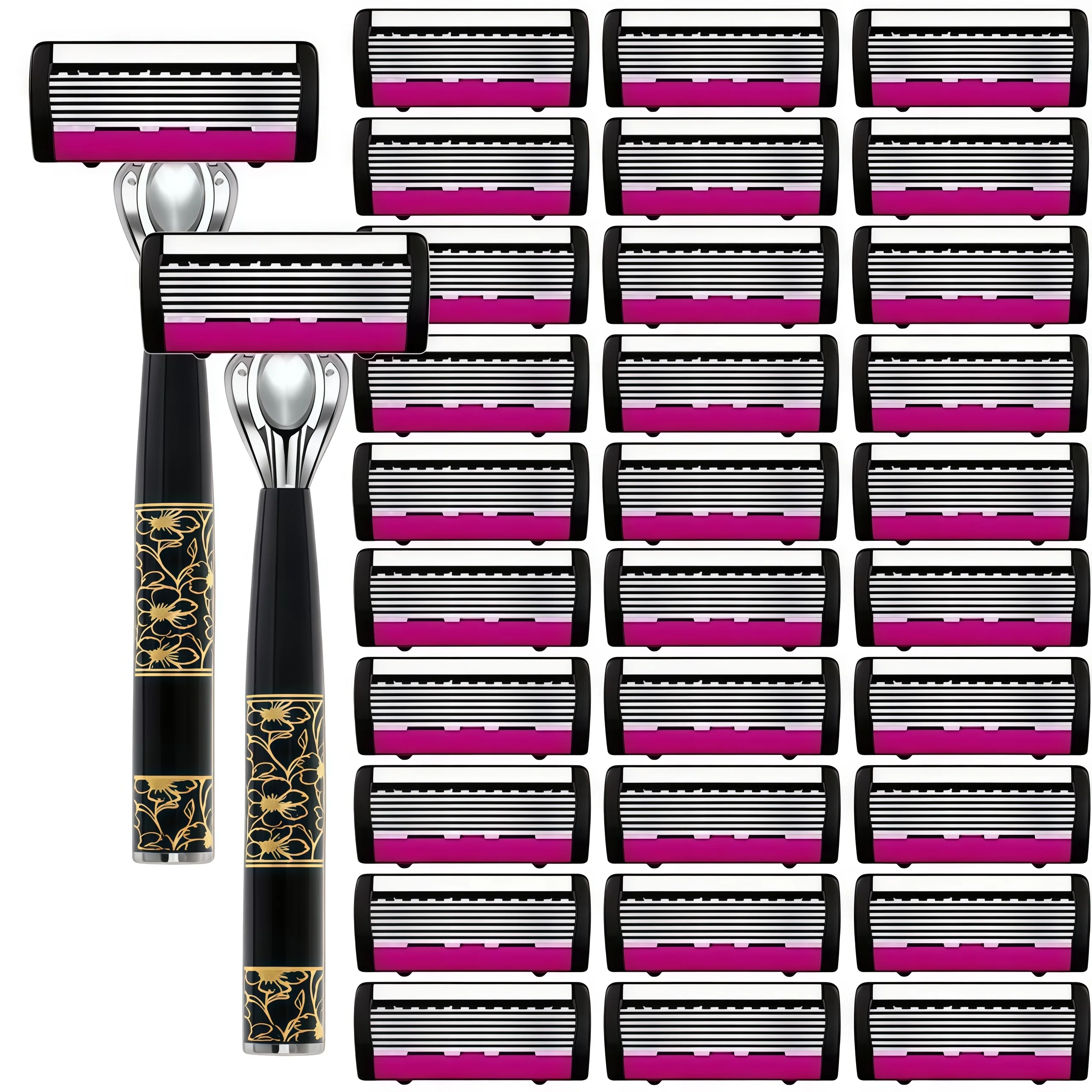 

New Stainless steel manual shaver, 6-layer razor blade reusable, retro wet scratch resistant hair removal blade