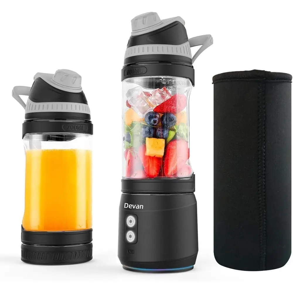 

Portable 300W Blender, 24oz USB-Rechargeable, BPA-Free Sport Bottle with Travel Lid - Black Base, Grey Lid