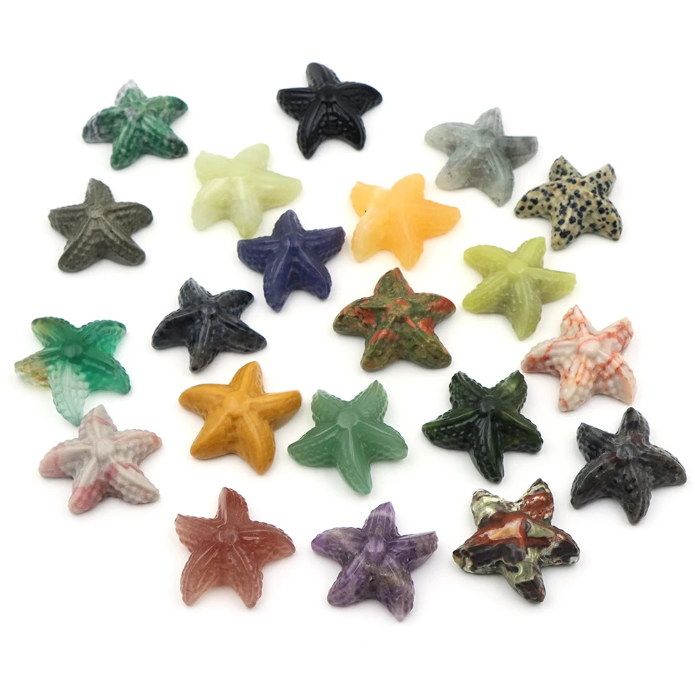 Estatua con forma de estrella de mar de 35mm, Animal marino, piedra Natural curativa, artesanía tallada de cristal, acuario de peces, decoración del hogar, regalo de Año Nuevo