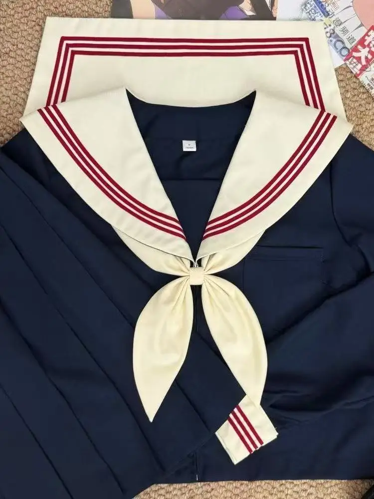 Authentic Japanese Style School Uniform Set for Women Summer Sailor Suit Shirt with Sapporo Collar Class Uniform Kit view 2
