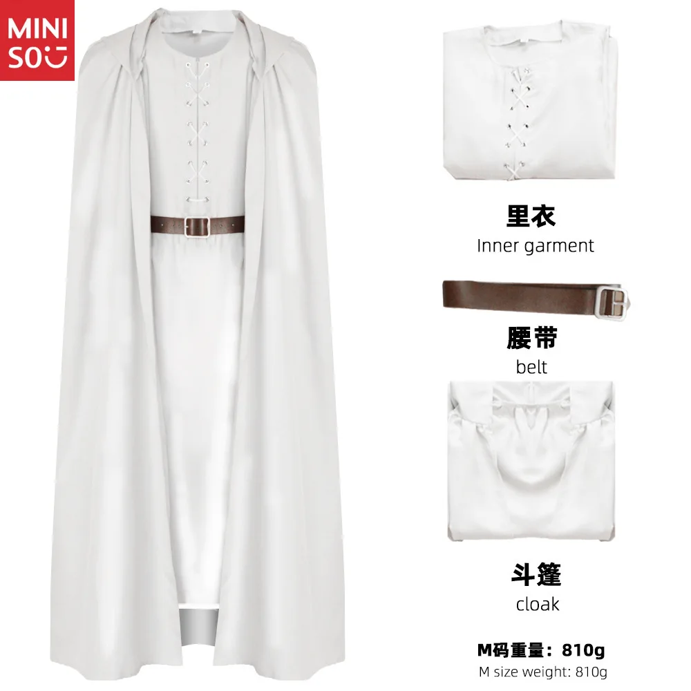 

Miniso Lord of the Rings Gandalf Cosplay, White Wizard Robe Costume Set