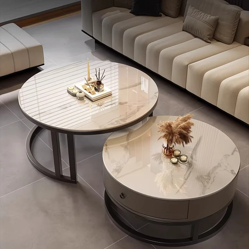 

Luxury Decoration Coffee Table Aesthetic Designer Round Space Saving Side Table Living Room Modern Mesa Auxiliar Home Furniture