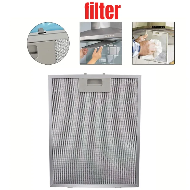 Grease Filter 305 X 267 X 9mm Silver Cooker Hood Filters Metal Mesh Extractor Vent Filter Aluminium Aspirator For Kitchen Tool