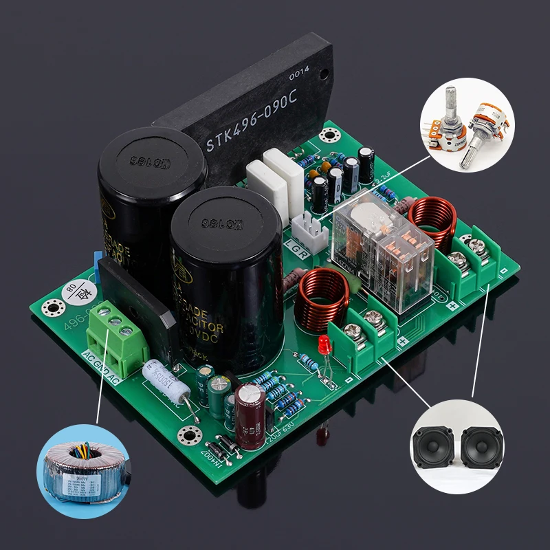 200W Low Distortion Sanyo STK High Power Sound Thick Film STK496-090 Power Amplifier Board 100W 6Ω  AC dual 24-36V