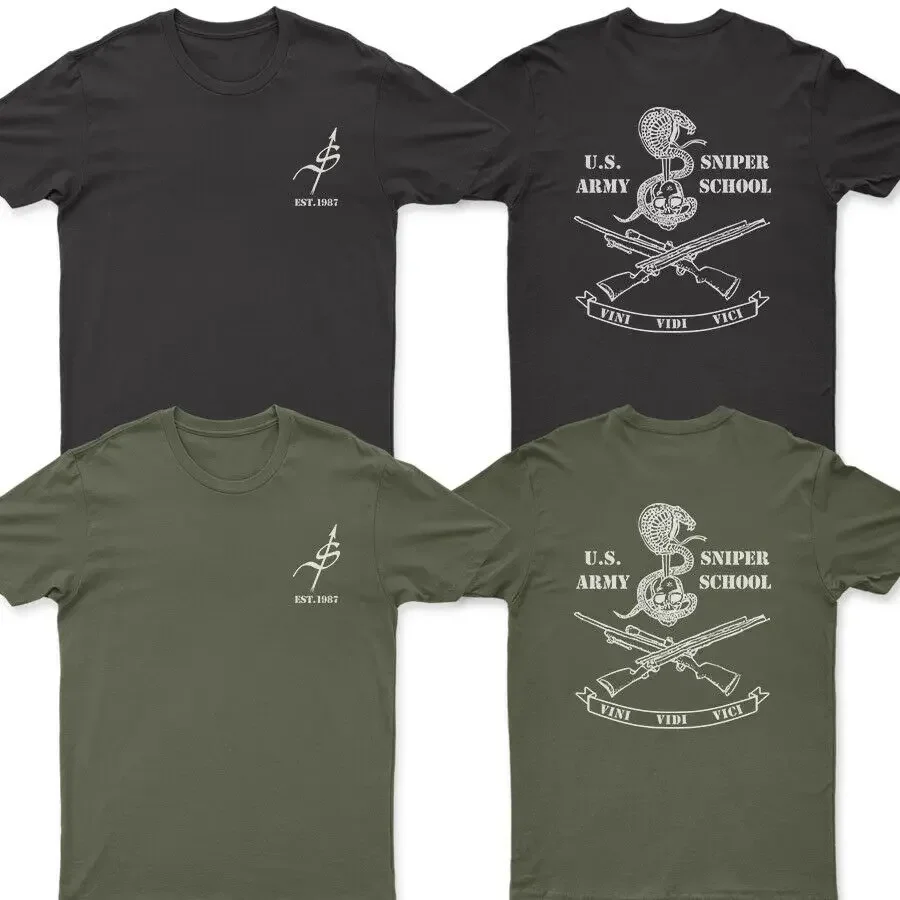 Vini Vidi Vici US Army Sniper School T-Shirt 100% Cotton O-Neck Short Sleeve Summer Casual Mens T-shirt Streetwear